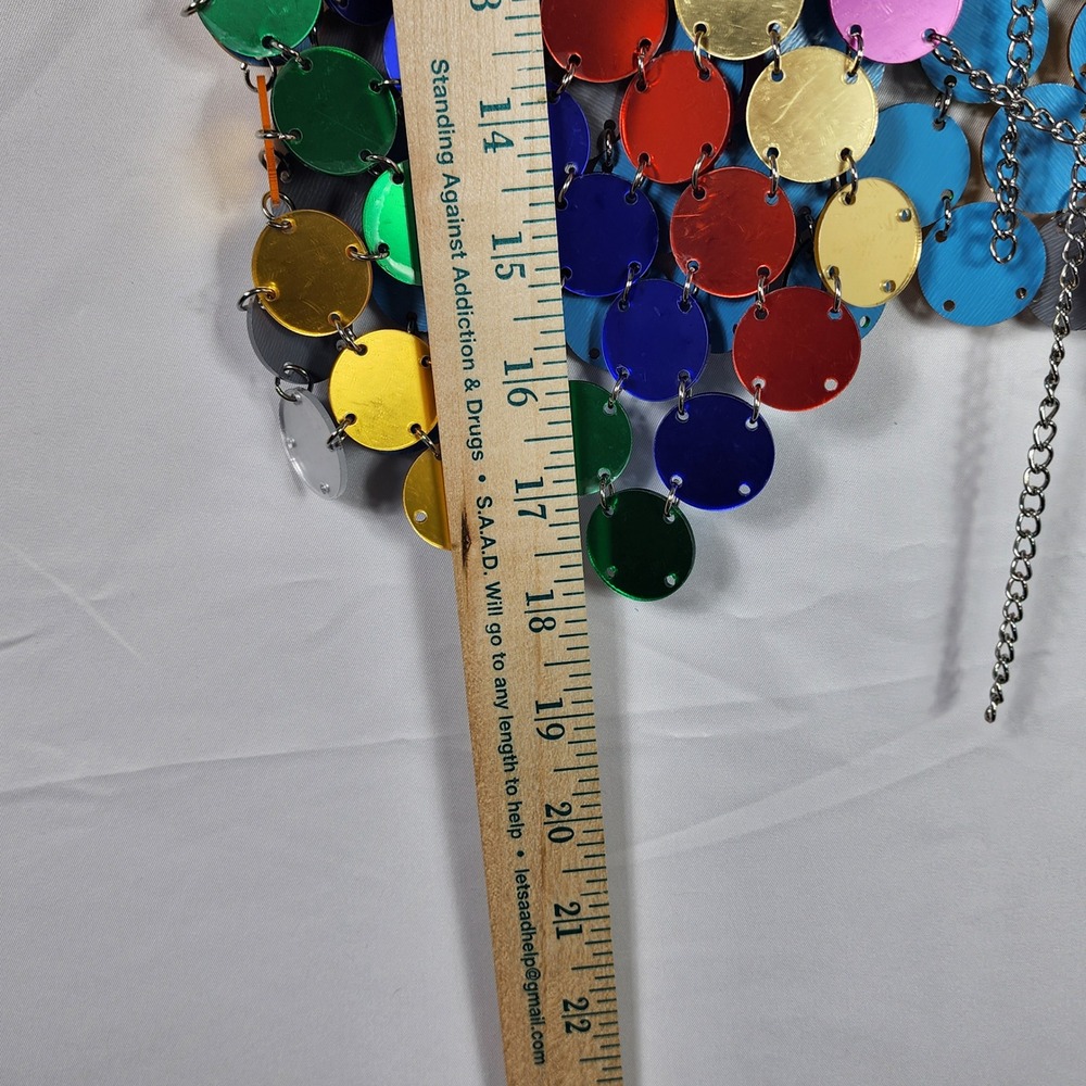 Rainbow Sequin Disc Silver Chain Adjustable Crop … - image 7